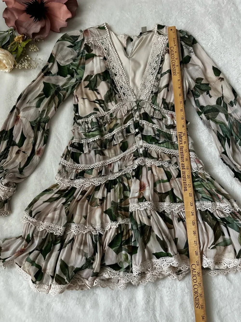 AllSaints Zora Alessandra Floral Lace-Trimmed Dress size 4 - Picture 15 of 16